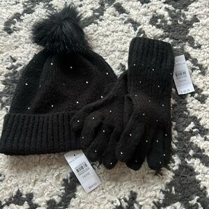 🆕 Ann Taylor Black Hat and Gloves Set